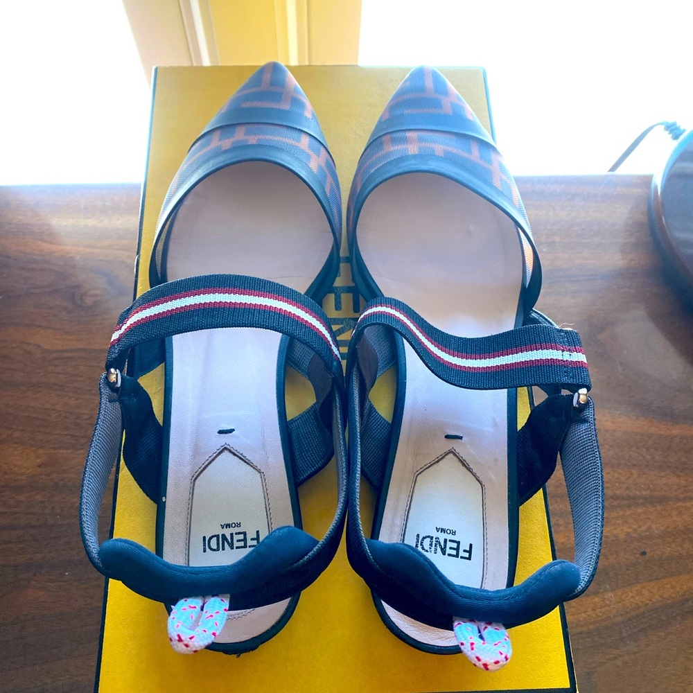Fendi FF Mesh Slingback Flats